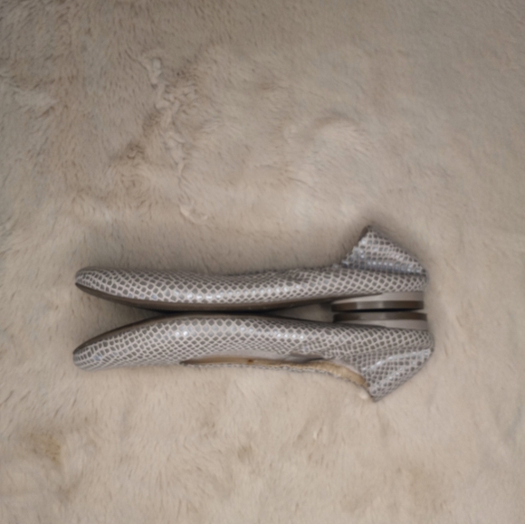 Vionic Alexa Lizard Classic Gray Silver Snakeskin Bohemian Neutral Ballet Flats - Picture 4 of 7